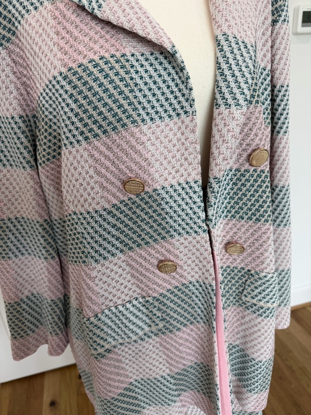 Misook Pink & Navy Plaid Blazer + Shorts Set XL Gold Buttons 💖💙 - Picture 3 of 16